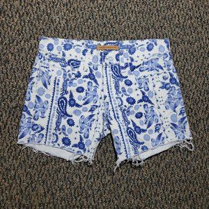 REBECCA MINKOFF Perry Blue Multi Relaxed Fit Denim Shorts Size 25